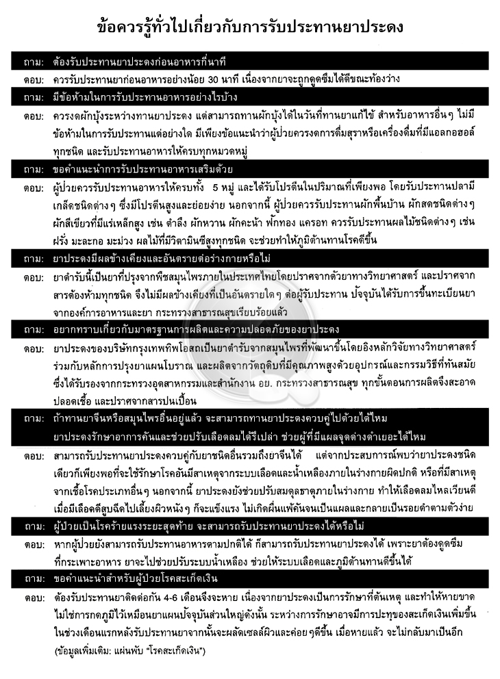 ข้อควรรู้ทั่วไปเกี่ยวกับการรับประทานยาประดง